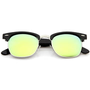 zeroUV Retro Horned Rim Half Frame Flash Mirror Lens Sunglasses 9309 Sunglasses