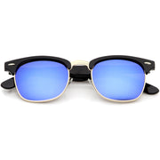 zeroUV Retro Horned Rim Half Frame Flash Mirror Lens Sunglasses 9309 Sunglasses