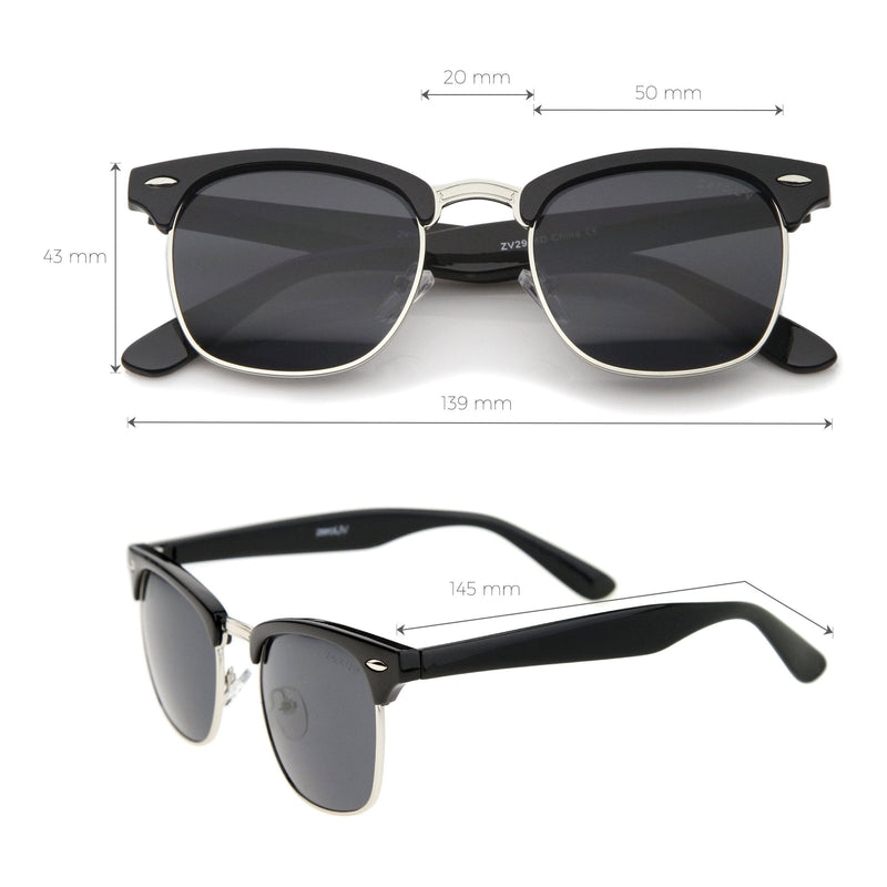 zeroUV Indie Half Frame Horned Rim Vintage Inspired Sunglasses 2934 Sunglasses