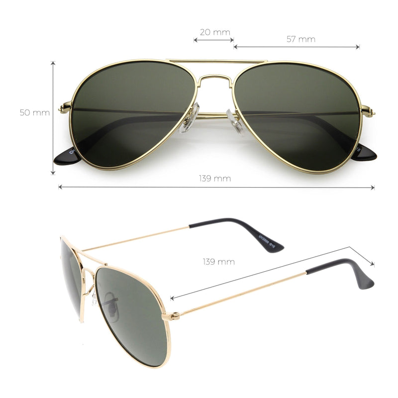 zeroUV Original Classic Metal Military Aviator Sunglasses 1041 58mm Sunglasses