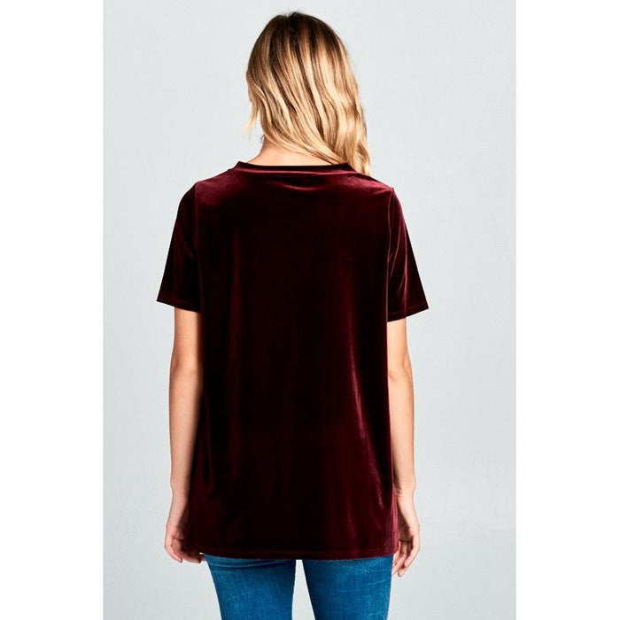 VELVET SEQUINCE POCKET BOXY TOP