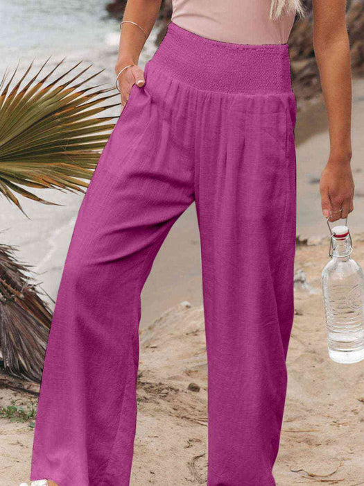 Full Size Smocked Waist Wide Leg Pants by VYSN