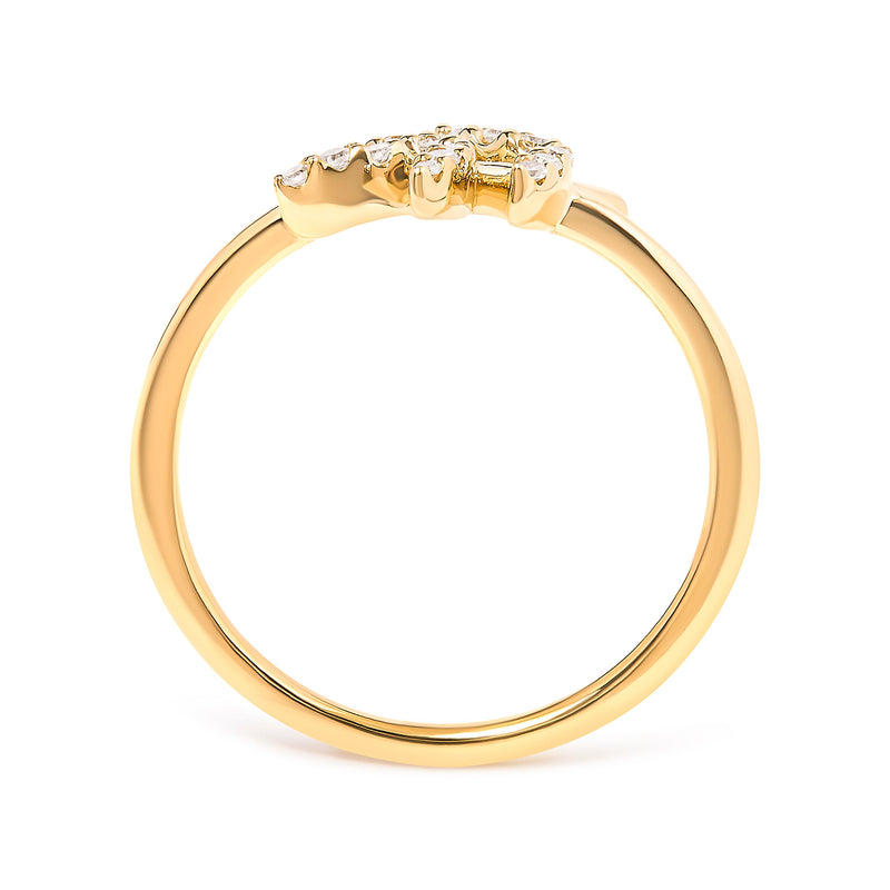 Bids.com 10K Yellow Gold 1/10 Cttw Diamond Leaf and Branch Ring (H-I Color, I1-I2 Clarity) - Ring Size 7 Rings