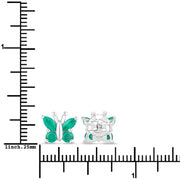 Bids.com 0.88 Carat Genuine Emerald .925 Sterling Silver Earrings Earrings