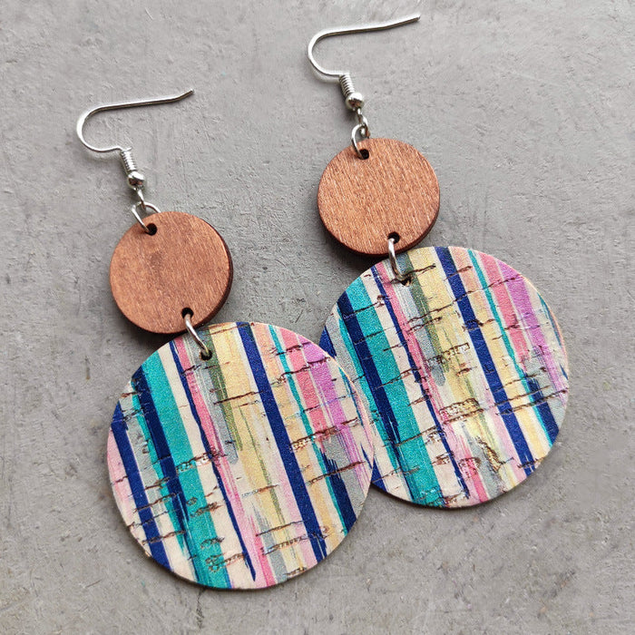 Round Shape Wooden Dangle Earrings