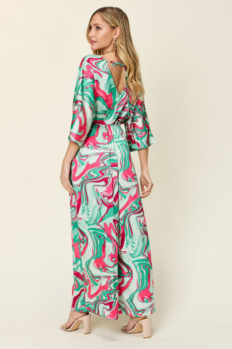 Double Take Half Sleeve Wide Leg Jumpsuit