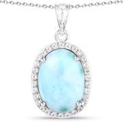 Bids.com 13.55 Carat Genuine Larimar and White Topaz .925 Sterling Silver Pendant Pendants