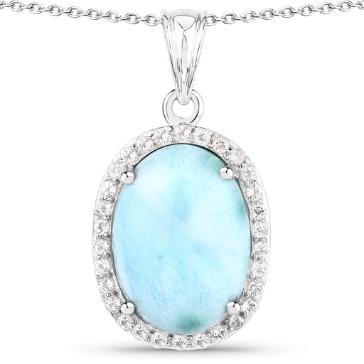 Bids.com 13.55 Carat Genuine Larimar and White Topaz .925 Sterling Silver Pendant Pendants