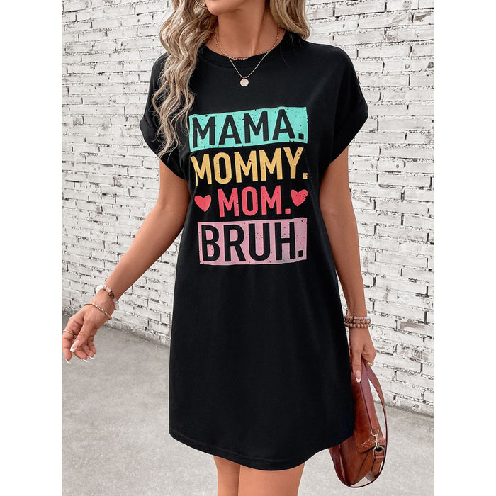 Letter Graphic Short Sleeve Mini Tee Dress