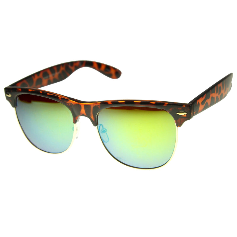 zeroUV New Flash Mirrored Lens Horned Rim Half Frame Sunglasses 8927 Sunglasses