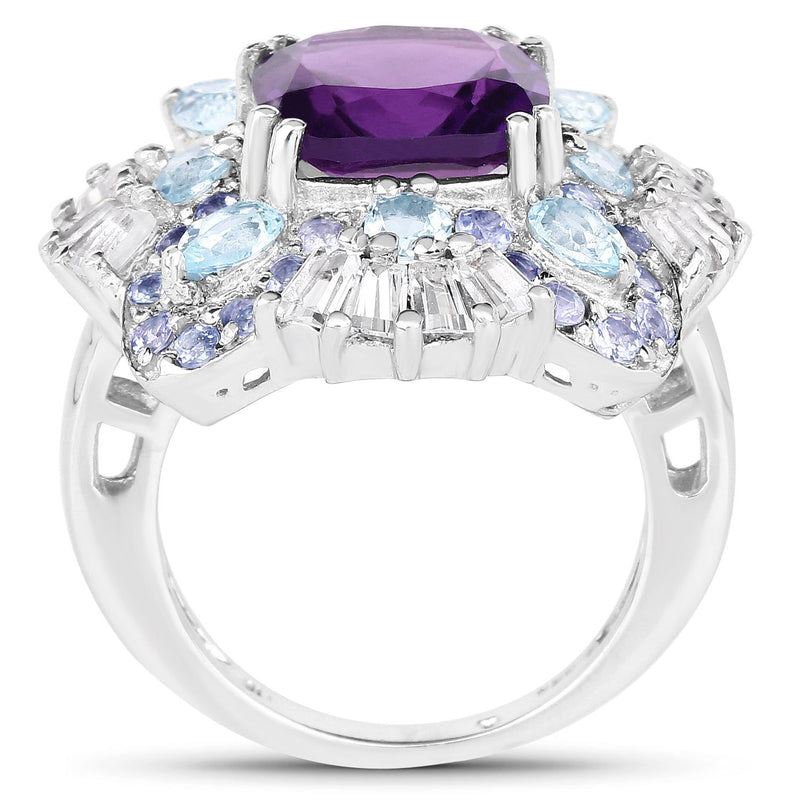 Bids.com 8.38 Carat Genuine Multi Stones .925 Sterling Silver Ring Rings