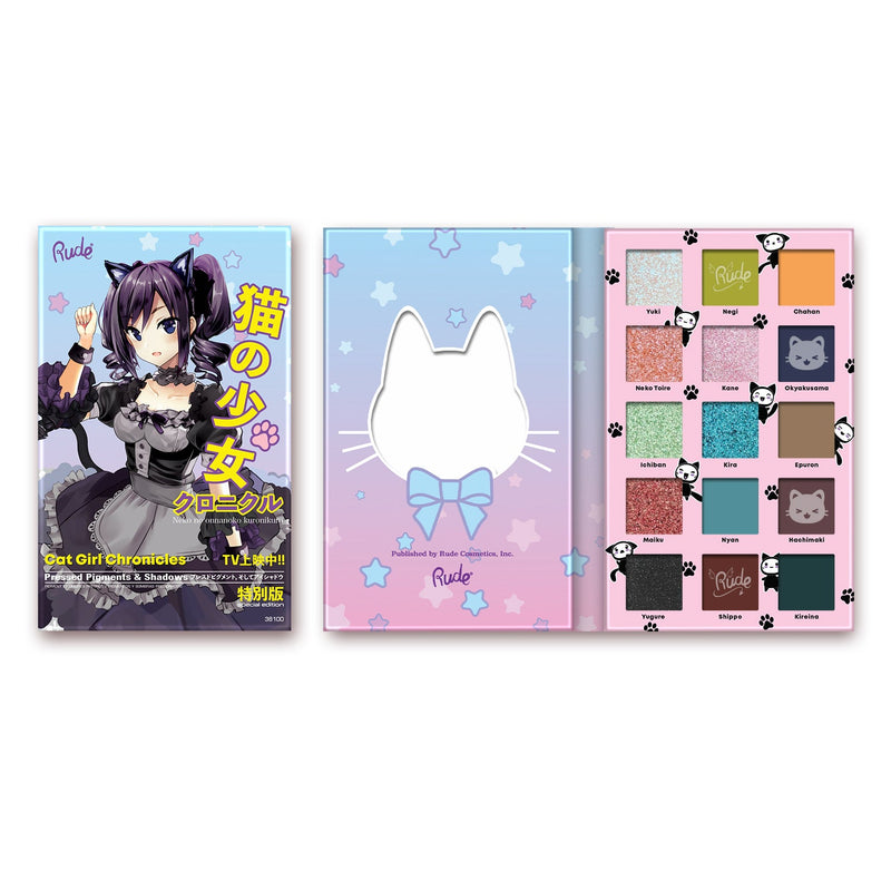 Rude Cosmetics Manga Collection Pressed Pigments & Shadows Palette - Cat Girl Chronicles Eye Shadow