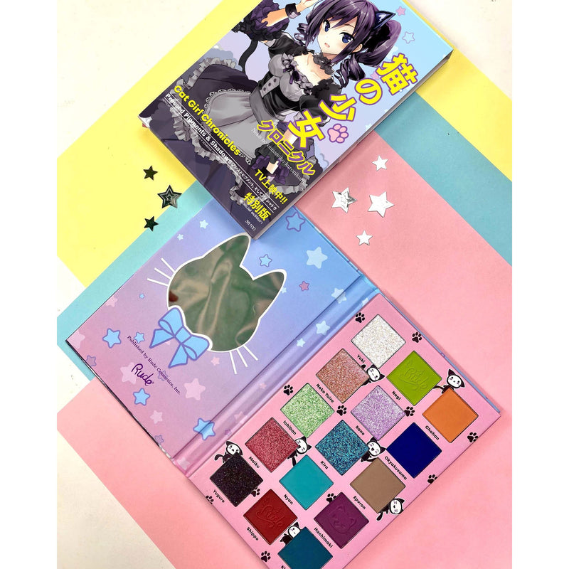 Rude Cosmetics Manga Collection Pressed Pigments & Shadows Palette - Cat Girl Chronicles Eye Shadow