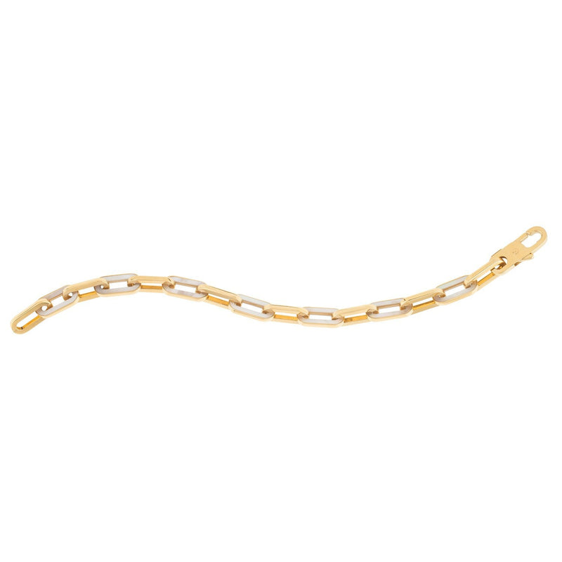 Bids.com 14k Yellow Gold MOP Paperclip Gem Link Bracelet (7.00 mm) Bracelets