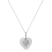 Bids.com .925 Sterling Silver Pave-Set Diamond Accent Heart Shape 18" Pendant Necklace (I-J Color, I1-I2 Clarity) Necklaces