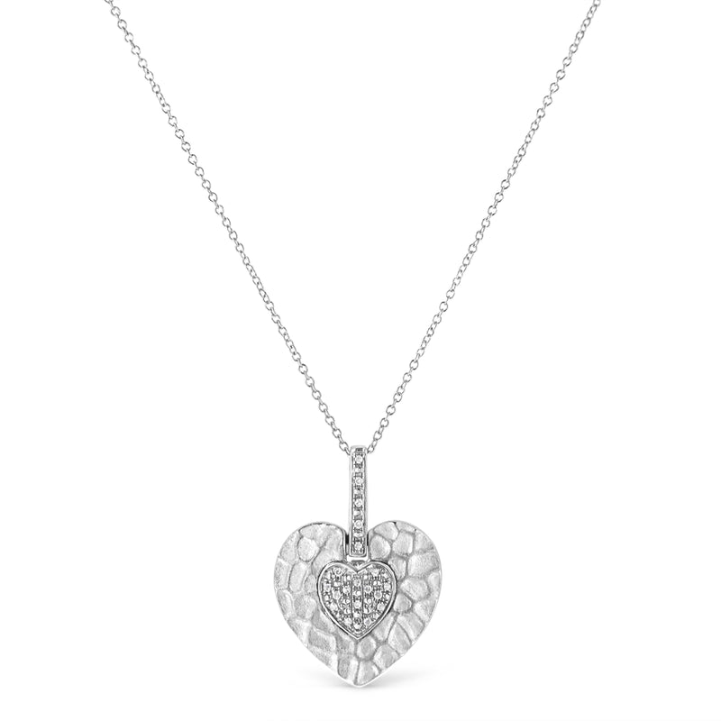 Bids.com .925 Sterling Silver Pave-Set Diamond Accent Heart Shape 18" Pendant Necklace (I-J Color, I1-I2 Clarity) Necklaces