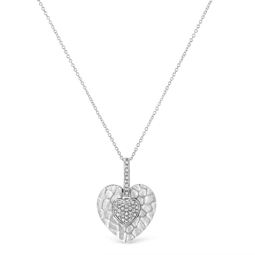 Bids.com .925 Sterling Silver Pave-Set Diamond Accent Heart Shape 18" Pendant Necklace (I-J Color, I1-I2 Clarity) Necklaces