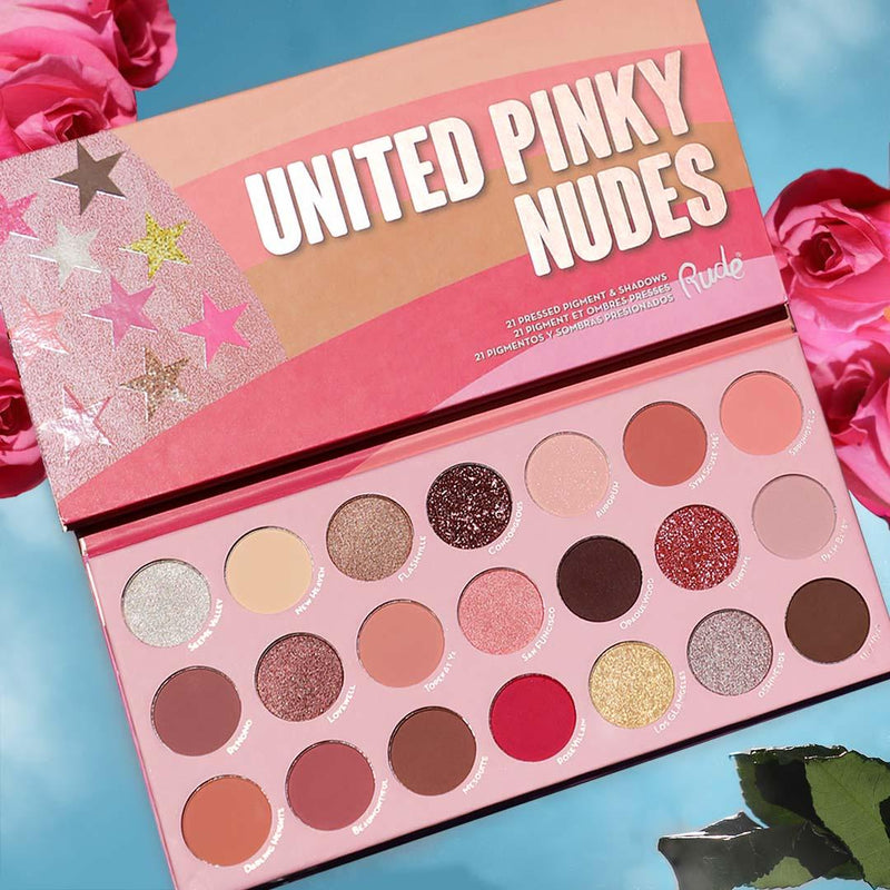 Rude Cosmetics United Pinky Nudes - 21 Pressed Pigment & Shadows Palette Eye Shadow