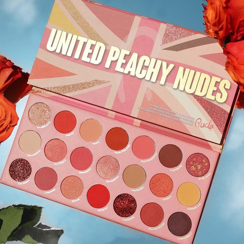 Rude Cosmetics United Peachy Nudes - 21 Pressed Pigment & Shadows Palette Eye Shadow