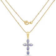 Bids.com 14K Yellow Gold Plated 0.84 Carat Genuine Tanzanite .925 Sterling Silver Pendant Pendants