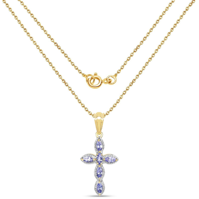 Bids.com 14K Yellow Gold Plated 0.84 Carat Genuine Tanzanite .925 Sterling Silver Pendant Pendants