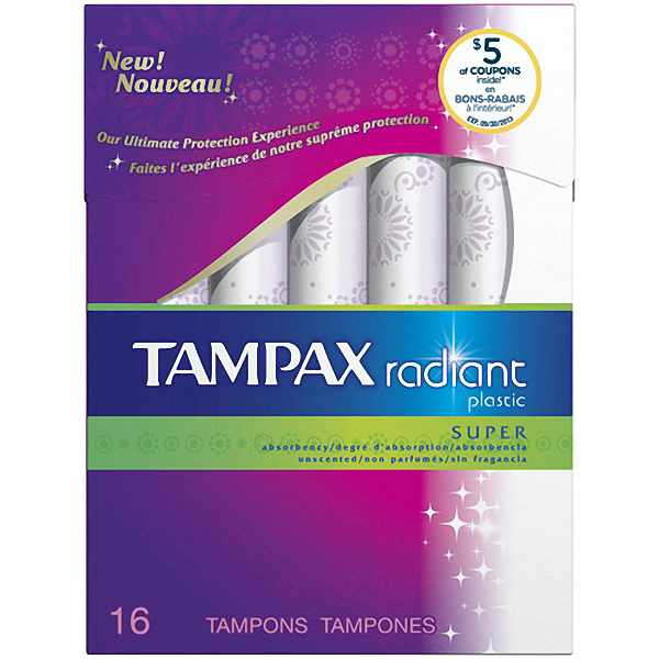 Tampax Tampax Radiant Super Unscented Tampons 16 Ct Box Tampons White Smoke