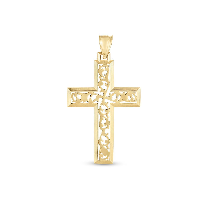 Bids.com 14k Yellow Gold High Polish Vine Cross Pendant Pendants