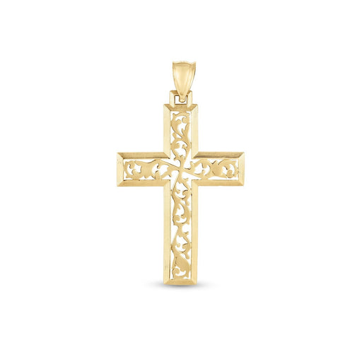 Bids.com 14k Yellow Gold High Polish Vine Cross Pendant Pendants