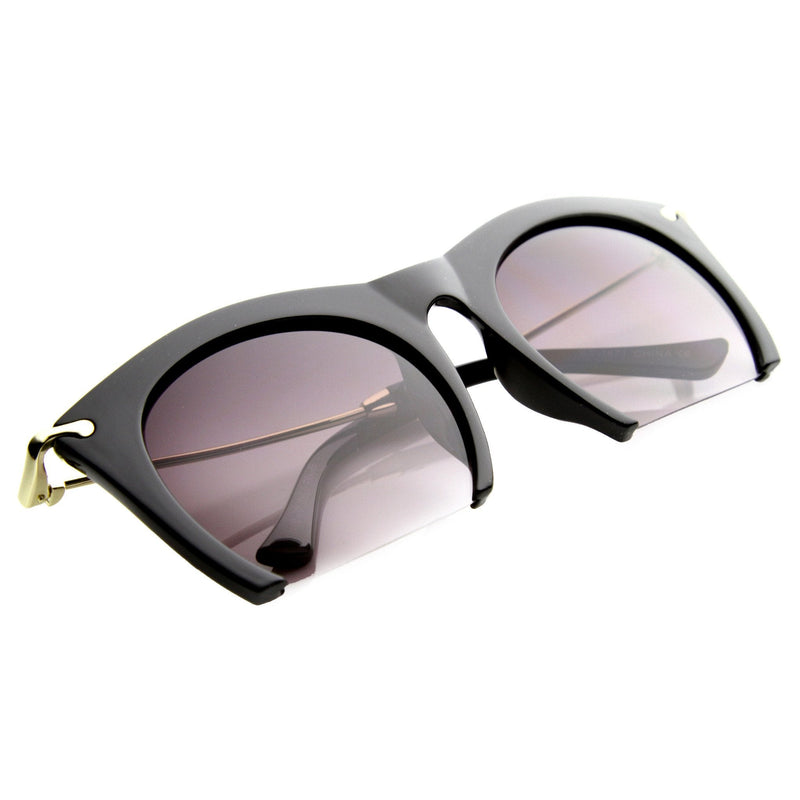 zeroUV Trendy Women's Fashion Half Frame Cat Eye Sunglasses 9651 Sunglasses