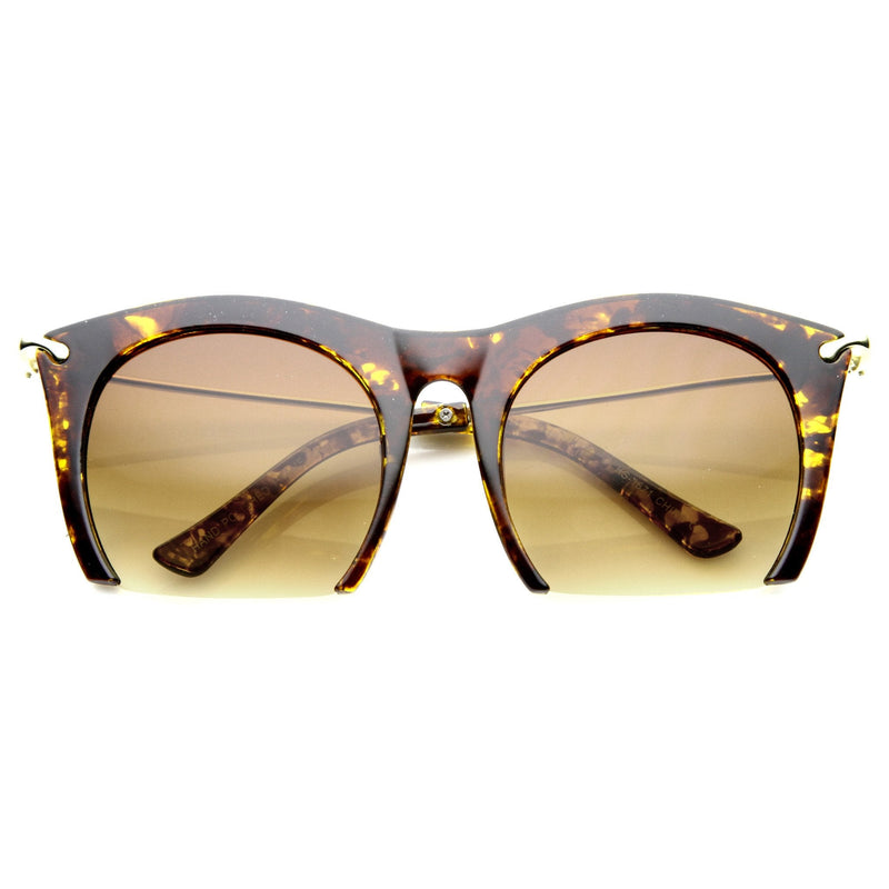 zeroUV Trendy Women's Fashion Half Frame Cat Eye Sunglasses 9651 Sunglasses