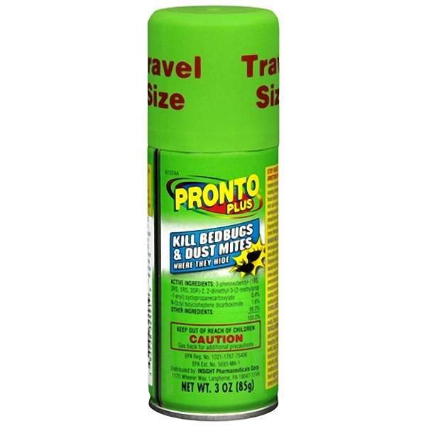 Pronto Plus Pronto Plus Bed Bugs & Dust Mites Killing Spray TRAVEL SIZE - 3 Oz Wrinkle Releasers & Anti-Static Sprays