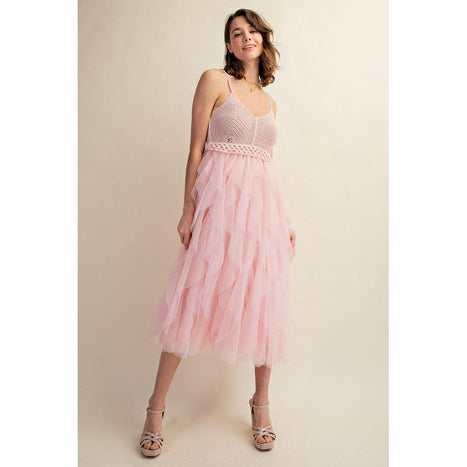 Lovely Tulle Midi Crochet Dress