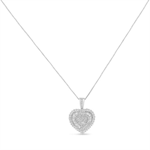Bids.com 10K White Gold 1 cttw Multi Cut 1 cttw Diamond Heart Pendant Necklace (H-I, I1-I2) Necklaces