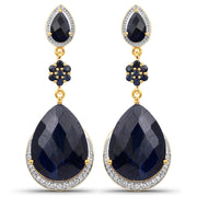 Bids.com 30.04 Carat Dyed Sapphire, Blue Sapphire and White Topaz .925 Sterling Silver Earrings Earrings