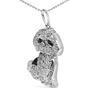Bids.com .925 Sterling Silver 1/2 Cttw White and Black Diamond Shih Tzu Dog 18" Pendant Necklace (I-J Color, I2-I3 Clarity) Necklaces