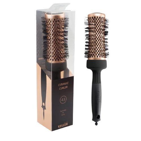 Keller Copper Keller Copper Line 43mm Turmalin & Ionic 43mm Ceramic Curler Hairbrush