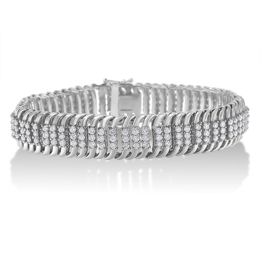 Bids.com 14K White Gold 5.0 Cttw Round Brilliant Cut Diamond 7" S Wave Serpentine Tennis Bracelet (H-I Color, I1-I2 Clarity) Bracelets
