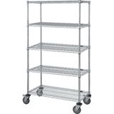 Quantum Storage Systems Quantum Storage Systems M1836C47-5 Chrome Wire Shelving 5-Shelf Stem Caster Cart - 74 In Storage & Organization