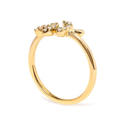 Bids.com 10K Yellow Gold 1/10 Cttw Diamond Leaf and Branch Ring (H-I Color, I1-I2 Clarity) - Ring Size 7 Rings