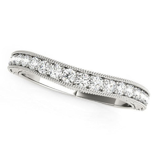 Bids.com 14k White Gold Bead Border Curved Diamond Wedding Ring (1/4 cttw) Rings