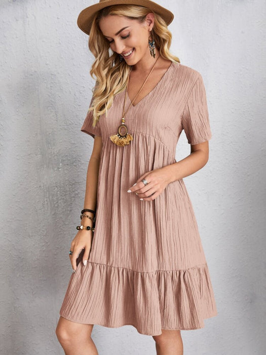 V-Neck Short Sleeve Dress