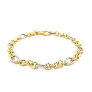 Bids.com 14k Two-Tone Gold Rope Motif Oval and Round Link Chain Bracelet Bracelets