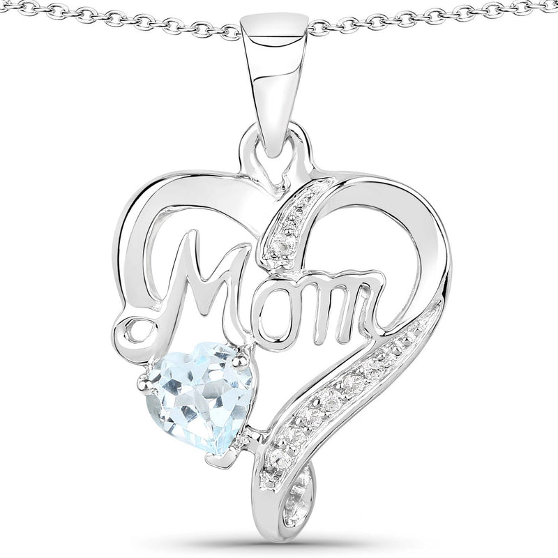 Bids.com 0.54 Carat Genuine Blue Topaz and White Topaz .925 Sterling Silver Pendant Pendants