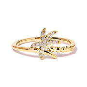 Bids.com 10K Yellow Gold 1/10 Cttw Diamond  Palm Tree Statement Ring (H-I Color, I1-I2 Clarity) - Ring Size 7 Rings