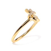 Bids.com 10K Yellow Gold 1/10 Cttw Diamond  Palm Tree Statement Ring (H-I Color, I1-I2 Clarity) - Ring Size 7 Rings