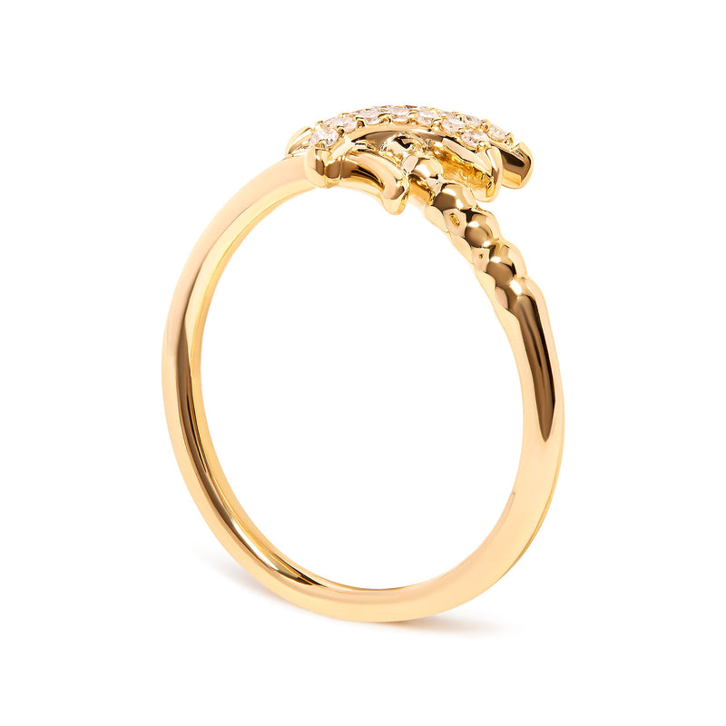 Bids.com 10K Yellow Gold 1/10 Cttw Diamond  Palm Tree Statement Ring (H-I Color, I1-I2 Clarity) - Ring Size 7 Rings
