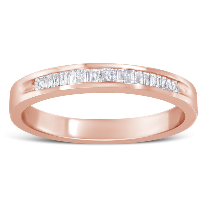 Bids.com 10K Rose Gold over .925 Sterling Silver 1/5 Cttw Diamond Channel-Set Stackable Band Ring (H-I Color, I1-I2 Clarity) - Size 6 3/4 Rings