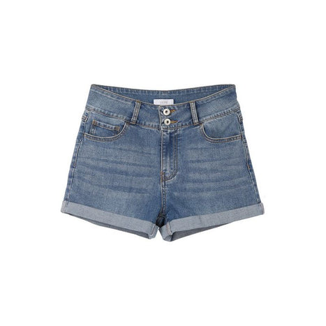 Lilou High Waisted Medium Blue Wash Rolled Denim Short