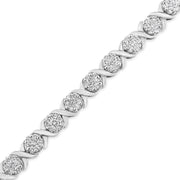 Bids.com 14K White Gold 6-1/3 Cttw Round Brilliant-Cut Diamond Round Cluster & X-Link 7" Tennis Bracelet (I-J Color, SI2-I1 Clarity) Bracelets