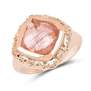 Bids.com 14K Rose Gold Plated 3.25 Carat Genuine Pink Rutile .925 Sterling Silver Ring Rings